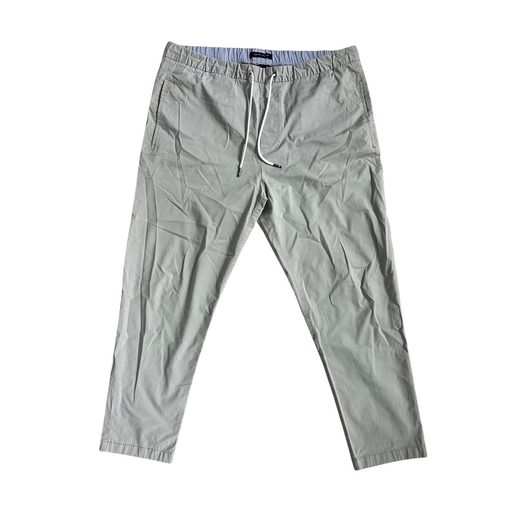Tommy Hilfiger‎ Mens XL Light Gray Drawstring Elastic Waist Chino Pants Cotton